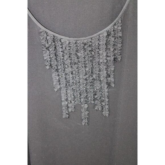 EILEEN FISHER BLACK JERSEY KNIT EMBELLISHED NECKLINE 3/4 SLV TUNIC MINI DRESS L - Picture 3 of 6